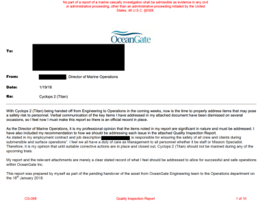 oceangate cyclops 2 质量控制检验报告